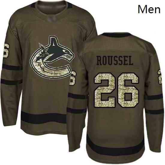 Canucks #26 Antoine Roussel Green Salute to Service Stitched Hockey Jersey